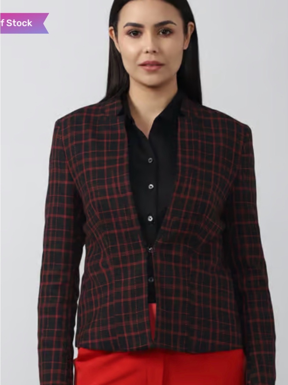 Van Heusen Black and Red Plaid Tailored Blazer